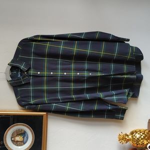 Ralph Lauren Men's Blue and Yellow Plaid Casual Button Down Shirt